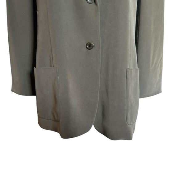Jones New York 100% Silk Blazer Jacket Suit Brown Silky Satin Feel SZ 16 Lined - Picture 4 of 8